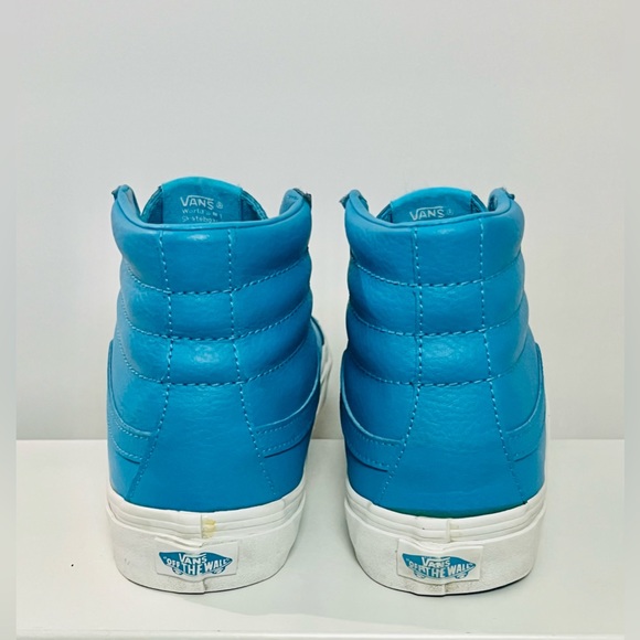 Vans Neon Blue Sk8 Hi Leather Skate Shoes - Picture 5 of 7